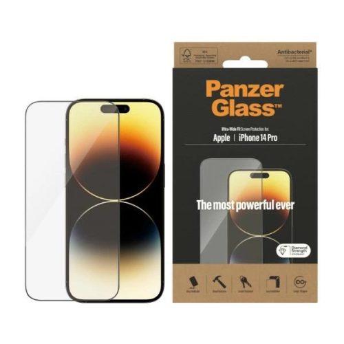 PanzerGlass Ultra-Wide Fit antibacterial tempered glass for iPhone 14 Pro