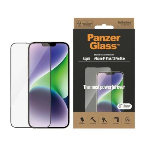 PanzerGlass Ultra-Wide Fit Antibacterial Tempered Glass for iPhone 14 Plus / 13 Pro Max