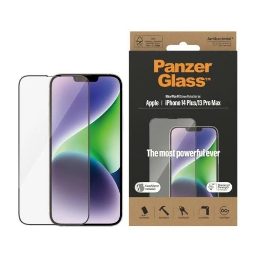 PanzerGlass Ultra-Wide Fit Antibacterial Tempered Glass with Positioner for iPhone 14 Plus / 13 Pro Max