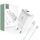 Tech-Protect C20W USB-C PD 20W / USB-A QC 3.0 network charger with USB-C / USB-C cable - white