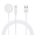 Tech-Protect UltraBoost 2in1 magnetic charger with USB-C / Lightning cables for Apple Watch 1.5m - white