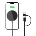 Tech-Protect QI15W-A25 inductive MagSafe 15W charger with USB-A / USB-C cable - black