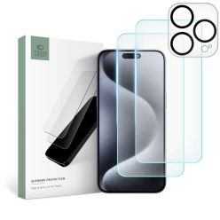   Tech-Protect Supreme Set for iPhone 15 Pro Max 2x Tempered Glass for Display / Tempered Glass for Camera