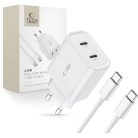 Tech-Protect C20W 2x USB-C PD 20W network charger with USB-C / USB-C cable - white