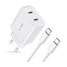 Tech-Protect C20W 2x USB-C PD 20W network charger with USB-C / USB-C cable - white