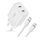 Tech-Protect C20W 2x USB-C PD 20W network charger with Lightning / USB-C cable - white