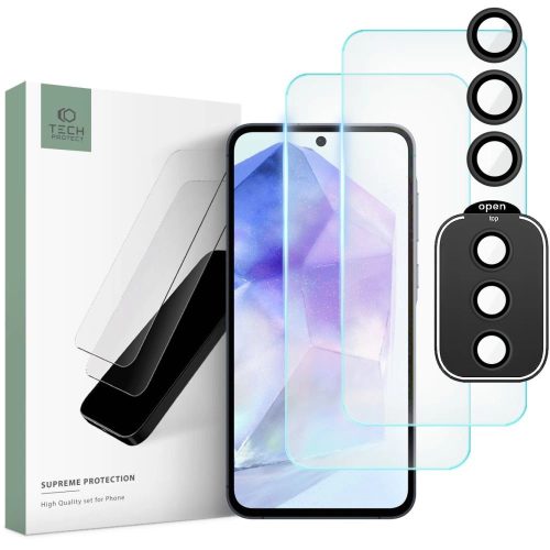 Tech-Protect Supreme Set for Samsung Galaxy A55 5G 2x Tempered Glass for Display / Tempered Glass for Camera