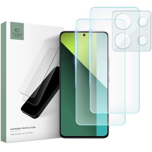 Tech-Protect Supreme Set for Xiaomi Redmi Note 13 Pro 5G / Poco X6 5G 2x Tempered Glass for Display / Tempered Glass for Camera