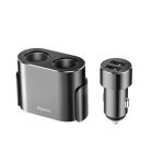 Baseus CRDYQ-01 splitter 2x cigarette lighter socket 80W 2x USB-A 3.1A - black