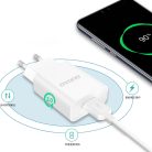 Dudao EU USB 5V/2.4A charger QC3.0 Quick Charge 3.0 + cable USB Type C white (A3EU + Type-c white)