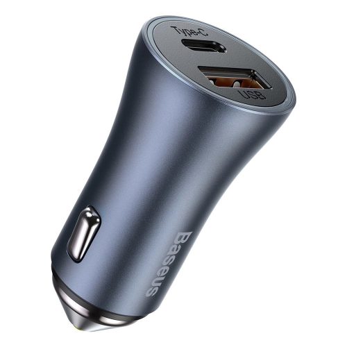 Baseus Golden Contactor Pro fast car charger USB Type C / USB 40 W Power Delivery 3.0 Quick Charge 4 + SCP FCP AFC gray (CCJD-0G)