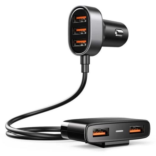 Joyroom fast car charger 5x USB 6.2 A with extension cable black (JR-CL03)