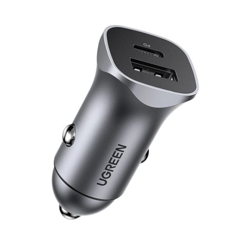 Ugreen car charger USB Type C / USB 24W Power Delivery Quick Charge gray (30780)