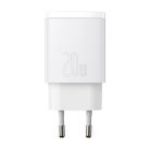 Baseus Compact fast charger USB / USB Type C 20W 3A Power Delivery Quick Charge 3.0 white (CCXJ-B02)