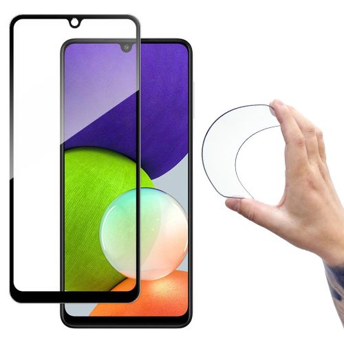 Wozinsky Full Cover Flexi Nano Glass Hybrid Screen Protector with frame for Samsung Galaxy A22 4G black