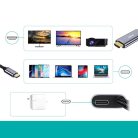 Choetech unidirectional adapter USB type C (male) to HDMI 4K 60Hz (male) + power supply Power Delivery 60W 1,8m gray (XCH-M180-GY)