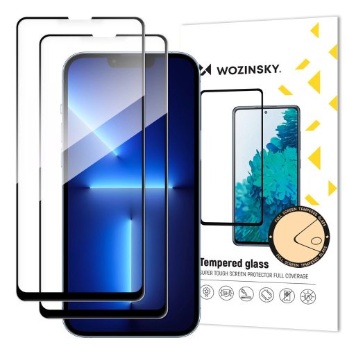 Wozinsky set of 2x super durable Full Glue tempered glass with frame Case Friendly iPhone 14, iPhone 13 Pro / iPhone 13 black