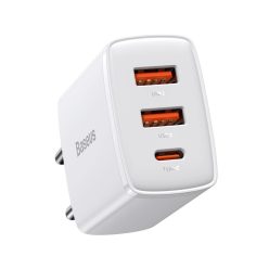   Baseus Compact fast charger 2x USB / USB Type C 30W 3A Power Delivery Quick Charge white (CCXJ-E02)