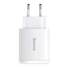 Baseus Compact fast charger 2x USB / USB Type C 30W 3A Power Delivery Quick Charge white (CCXJ-E02)