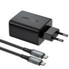 Acefast 2in1 charger GaN 65W USB Type C / USB, adapter HDMI adapter 4K 60Hz (set with cable) black (A17 black)