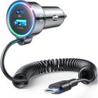 Joyroom 3 in 1 fast car charger with USB Type C cable 1.6m 60W black (JR-CL07)