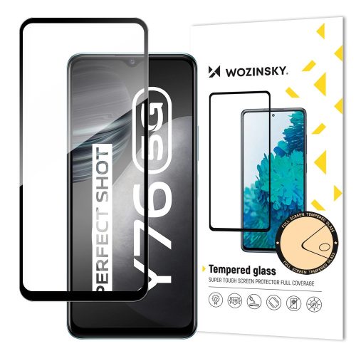 Wozinsky Tempered Glass Full Glue Super Tough Screen Protector Full Coveraged with Frame Case Friendly for Vivo Y76 5G / Y76s / Y74s black