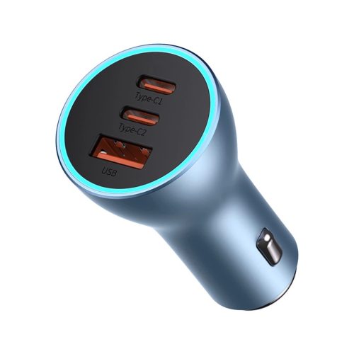 Baseus Golden Contactor Pro car charger USB-A + 2x USB-C 65W QC4.0 blue (CGJP010003)