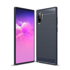   Samsung Galaxy Note 10 Szilikon Tok Ütésállókivitel Karbon Mintázattal Sötétkék