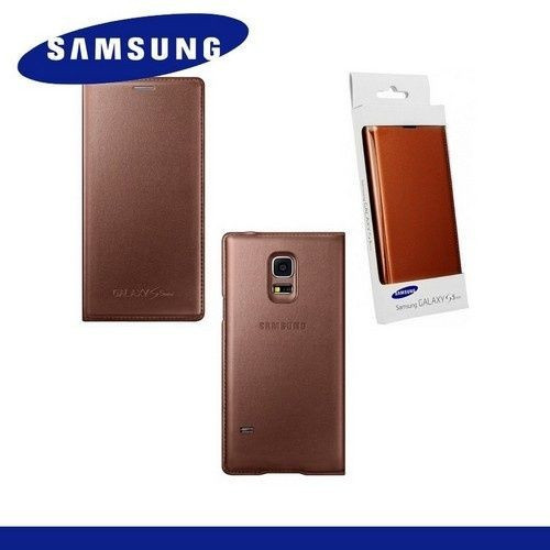 Samsung Galaxy S5 Mini Tok álló, bőr (FLIP, akkufedél, oldalra nyíló) Aranybarna EF-FG800BFEG