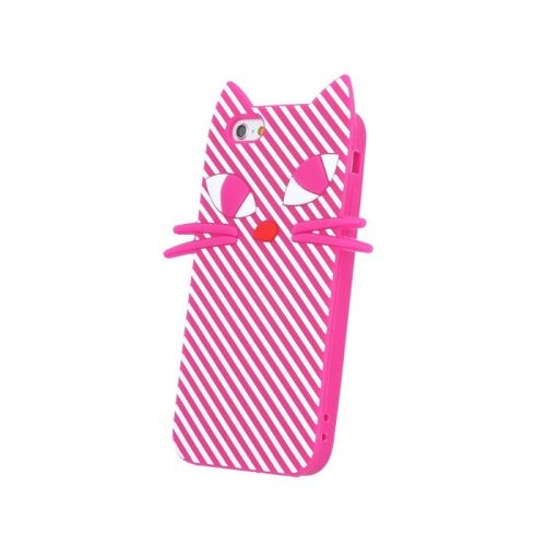 iPhone 6/6S Cuki Szilikon Tok Cica - Cat 3D Pink