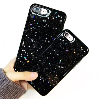 iPhone X Csillámló Csillag Mintás Szilikon Tok Fekete iPhone X Csillámló Csillag Mintás Szilikon Tok Fekete
