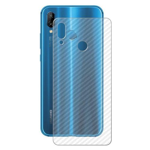 Huawei P20 Lite Hátlapi Fólia Skin Carbon Mintás + Előlapi Üvegfólia