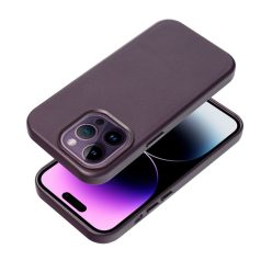 LEATHER MAG COVER case for IPHONE 14 dark violet