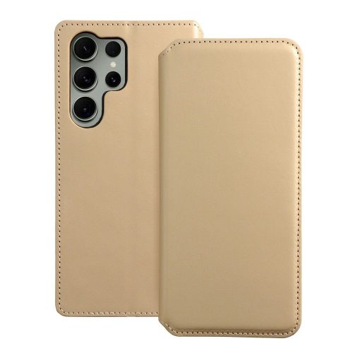 DUAL POCKET Book case for SAMSUNG S23 Ultra gold