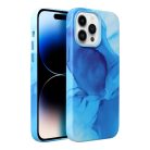 LEATHER MAG COVER case for IPHONE 14 Pro blue splash