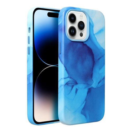 LEATHER MAG COVER case for IPHONE 14 Pro Max blue splash