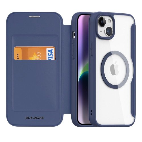 DUX DUCIS wallet case SKIN X PRO compatible with MagSafe for IPHONE 15 blue