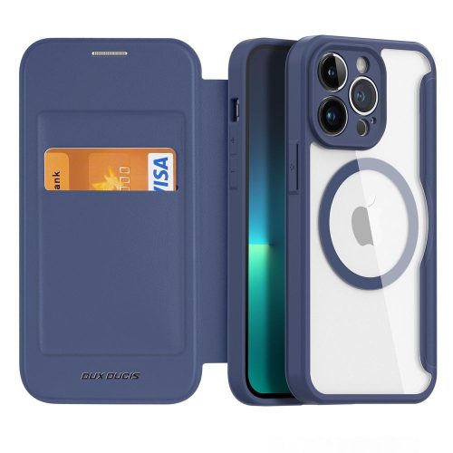 DUX DUCIS wallet case SKIN X PRO compatible with MagSafe for IPHONE 13 / 14 blue