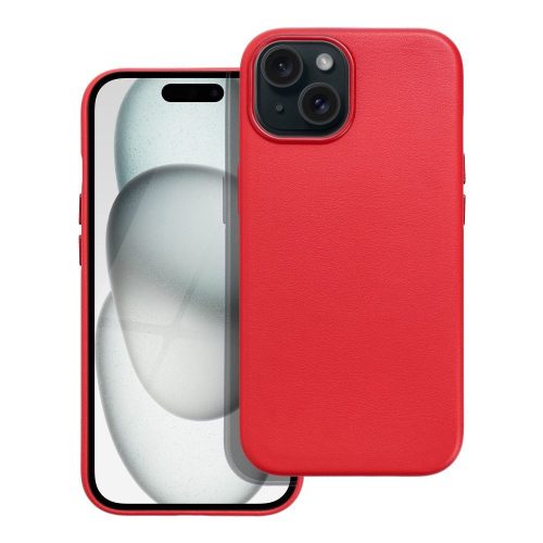 LEATHER MAG COVER case for IPHONE 15 red