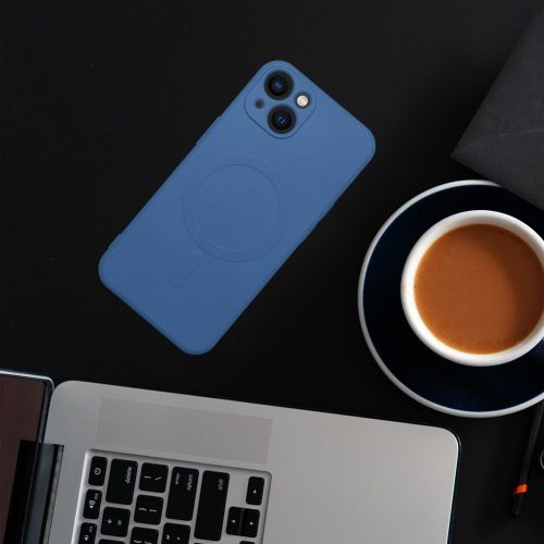 SILICONE MAG COVER case compatible with MagSafe for IPHONE 15 Pro Max blue