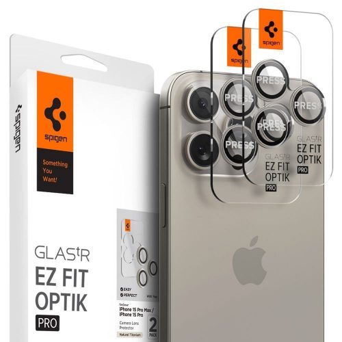 SPIGEN camera protector OPTIK.TR ”EZ FIT” 2-pack for IPHONE 14 Pro / Pro Max / 15 Pro / Pro Max natural titanium