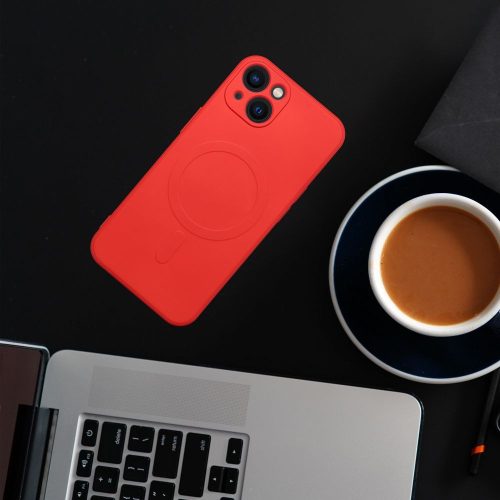 SILICONE MAG COVER case compatible with MagSafe for SAMSUNG S24 Ultra red