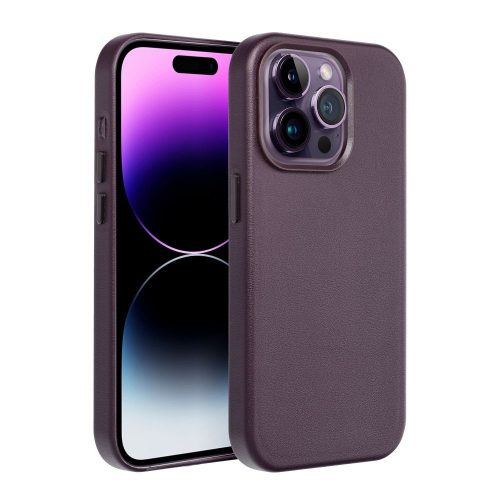 LEATHER MAG COVER case for IPHONE 16 dark violet