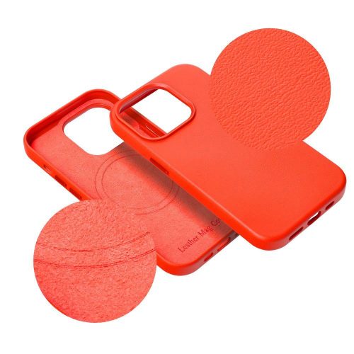 LEATHER MAG COVER case for IPHONE 16 Pro Max red