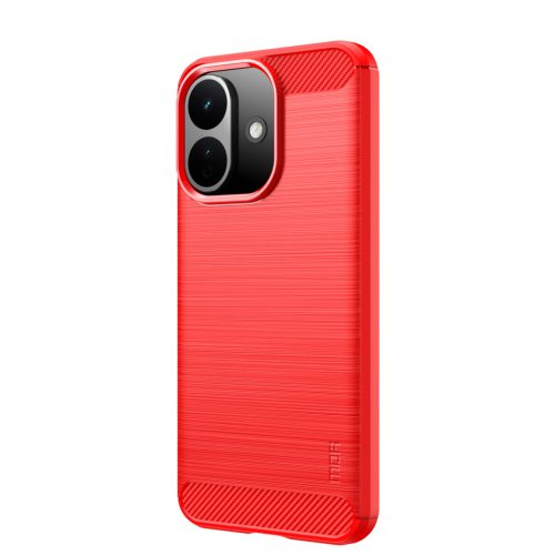 MOFI for Xiaomi Redmi Note 17 Pro 5G Back Cover  Brushed Texture Carbon Fiber Soft TPU Case - Red