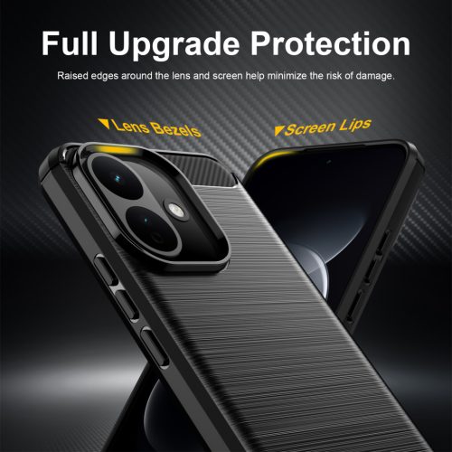 MOFI for Xiaomi Redmi Note 17 Pro 5G Back Cover  Brushed Texture Carbon Fiber Soft TPU Case - Red