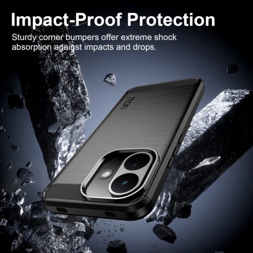 MOFI for Xiaomi Redmi Note 17 Pro 5G Back Cover  Brushed Texture Carbon Fiber Soft TPU Case - Blue