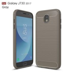   Samsung Galaxy J7 2017 Tok Szilikon Szálcsiszolt Karbon Mintázat Ütésállókivitel Szürke