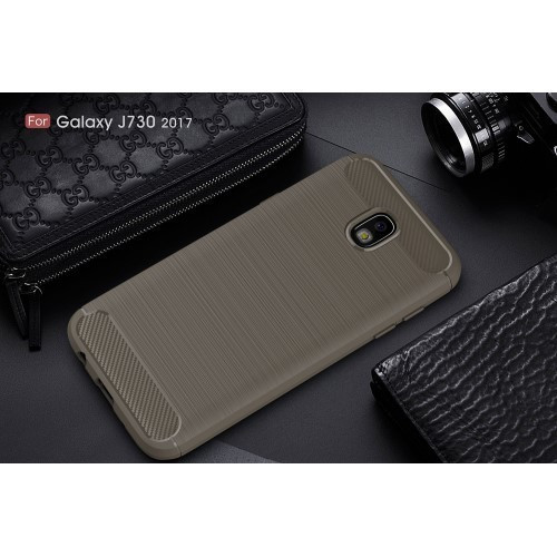 Samsung Galaxy J7 2017 Tok Szilikon Szálcsiszolt Karbon Mintázat Ütésállókivitel Szürke