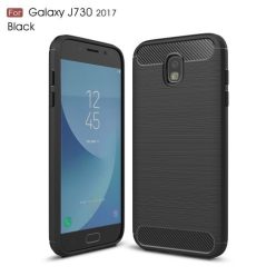   Samsung Galaxy J7 2017 Tok Szilikon Szálcsiszolt Karbon Mintázat Ütésállókivitel Fekete